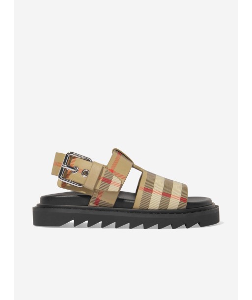 Burberry Girls Burton Check Sandals In Beige pour bénéficier 