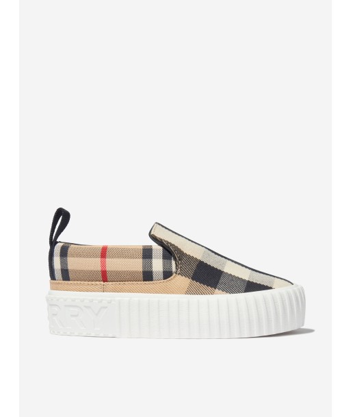 Burberry Kids Andrew Check Slip On Trainers In Beige pas cheres