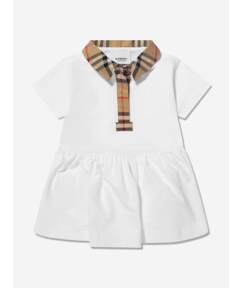 Burberry Baby Girls Tavi Check Polo Dress in White ou a consommer sur place