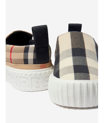 Burberry Kids Andrew Check Slip On Trainers In Beige pas cheres