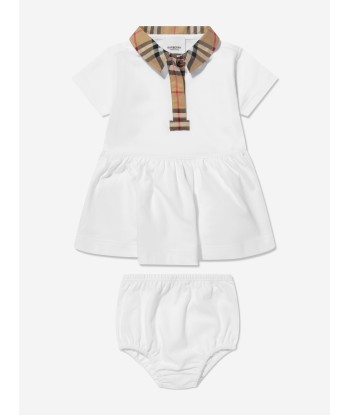 Burberry Baby Girls Tavi Check Polo Dress in White ou a consommer sur place