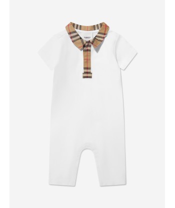 Burberry Baby Charli Check Romper in White Fin de série