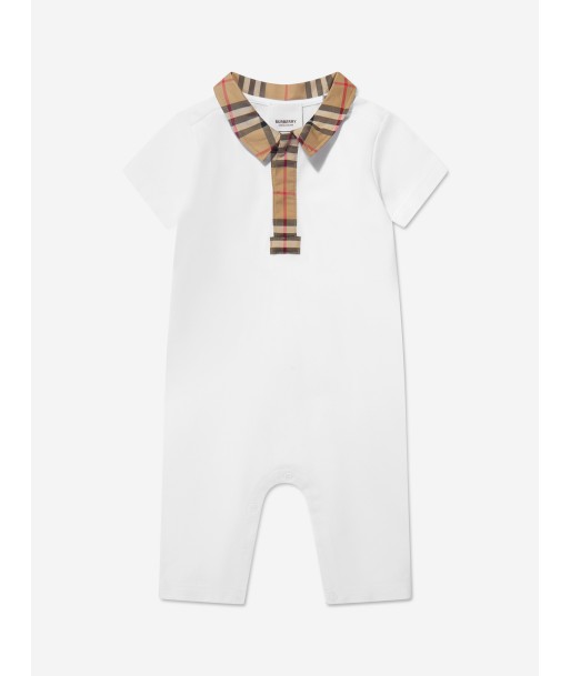 Burberry Baby Charli Check Romper in White Fin de série