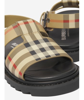 Burberry Girls Burton Check Sandals In Beige pour bénéficier 