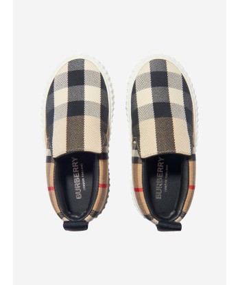 Burberry Kids Andrew Check Slip On Trainers In Beige pas cheres