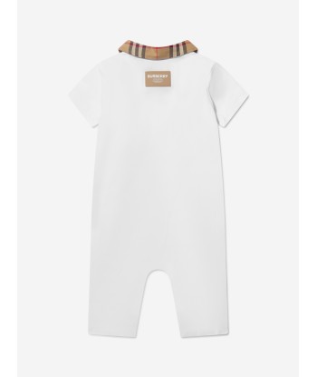 Burberry Baby Charli Check Romper in White Fin de série