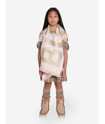 Burberry Kids Wool Logo Scarf In Beige prix