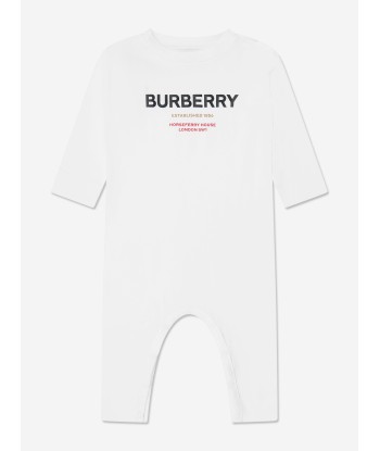 Burberry Baby Azari Long Sleeve Romper In White à prix réduit toute l'année