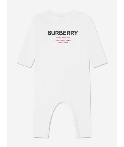 Burberry Baby Azari Long Sleeve Romper In White à prix réduit toute l'année