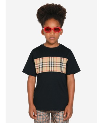 Burberry Boys Cedar Check T-Shirt In Black sélection de produits