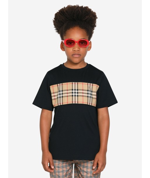 Burberry Boys Cedar Check T-Shirt In Black sélection de produits