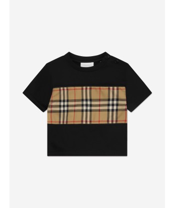 Burberry Baby Boys Mini Cedar Check T-Shirt in Black ou a consommer sur place