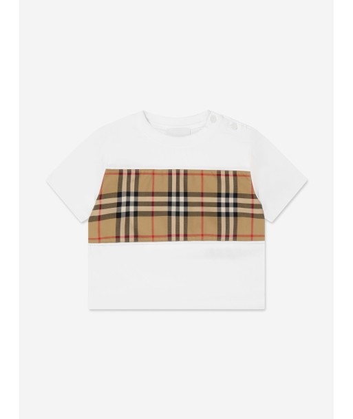 Burberry Baby Girls Mini Cedar Check T-Shirt in White sur le site 