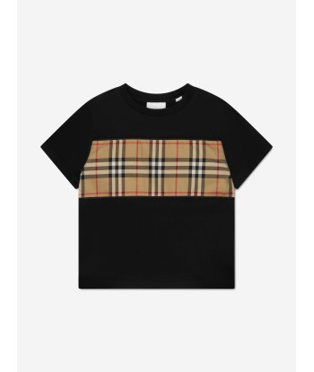 Burberry Boys Cedar Check T-Shirt In Black sélection de produits