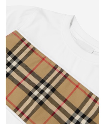 Burberry Baby Girls Mini Cedar Check T-Shirt in White sur le site 