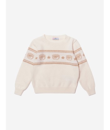 Chiara Ferragni Girls Knitted Logo Jumper la livraison gratuite