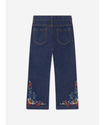 Chloé Girls Denim Embroidered Trousers Les êtres humains sont 