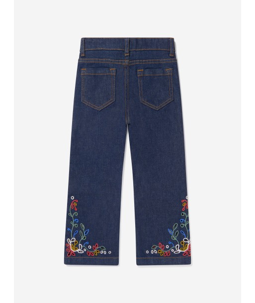 Chloé Girls Denim Embroidered Trousers Les êtres humains sont 