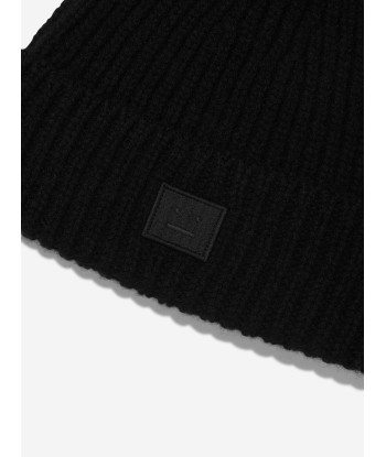 Acne Studios Kids Mini Pansy Beanie Hat in Black acheter en ligne