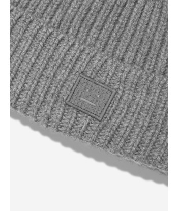 Acne Studios Kids Wool Beanie Hat in Grey de France