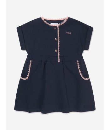 Chloé Baby Girls Organic Cotton Fleece Dress in Navy ou a consommer sur place