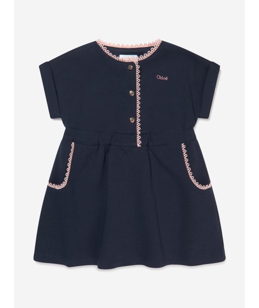 Chloé Baby Girls Organic Cotton Fleece Dress in Navy ou a consommer sur place