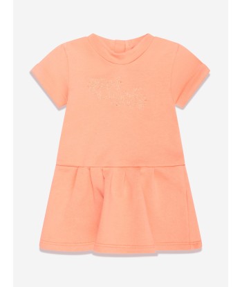 Chloé Baby Girls Organic Cotton Fleece Dress in Peach soldes