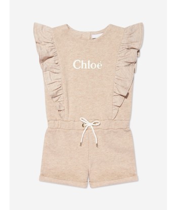 Chloé Baby Girls Organic Cotton Ruffle Playsuit in Beige à prix réduit toute l'année