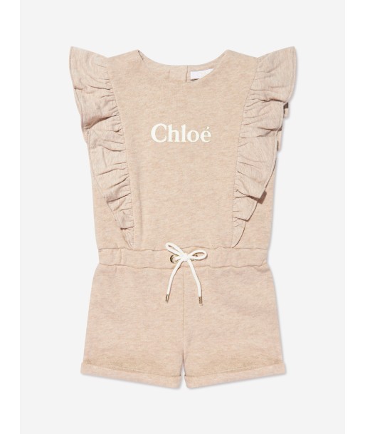 Chloé Baby Girls Organic Cotton Ruffle Playsuit in Beige à prix réduit toute l'année