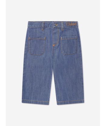 Chloé Baby Girls Organic Cotton Denim Trousers in Blue les muscles