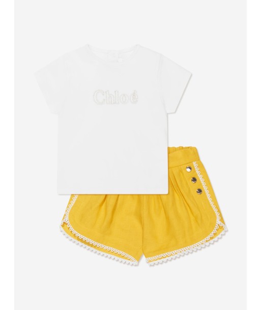 Chloé Baby Girls Organic Cotton Shorts Set in Yellow store