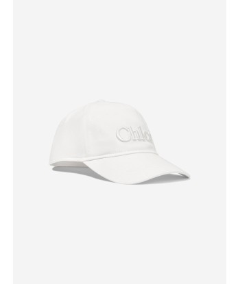 Chloé Girls Embroidered Logo Cap in Ivory destockage