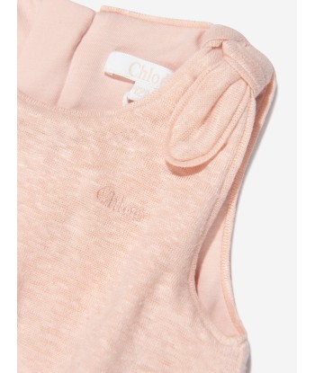 Chloé Baby Girls Organic Cotton Playsuit in Pink Paris Déstockage Promo