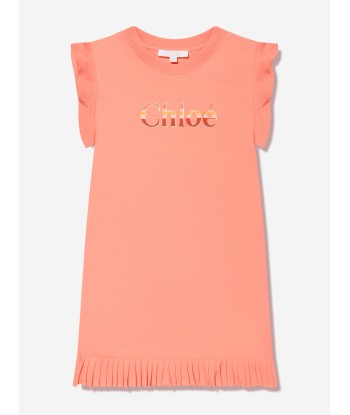 Chloé Girls Organic Cotton Jersey Dress in Peach pour bénéficier 