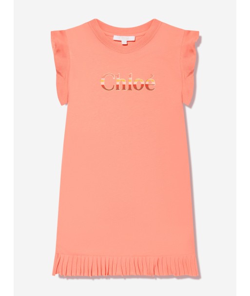 Chloé Girls Organic Cotton Jersey Dress in Peach pour bénéficier 