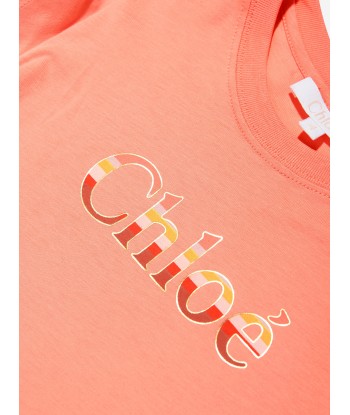 Chloé Girls Organic Cotton Jersey Dress in Peach pour bénéficier 