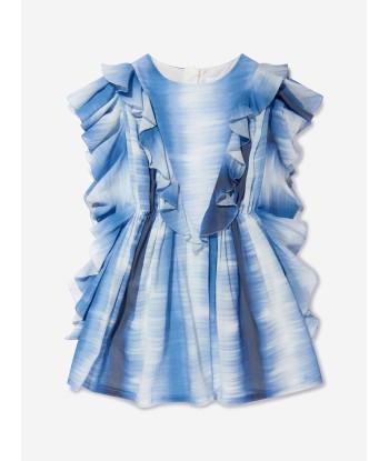 Chloé Girls Organic Cotton Ruffle Dress in Blue l'évolution des habitudes 