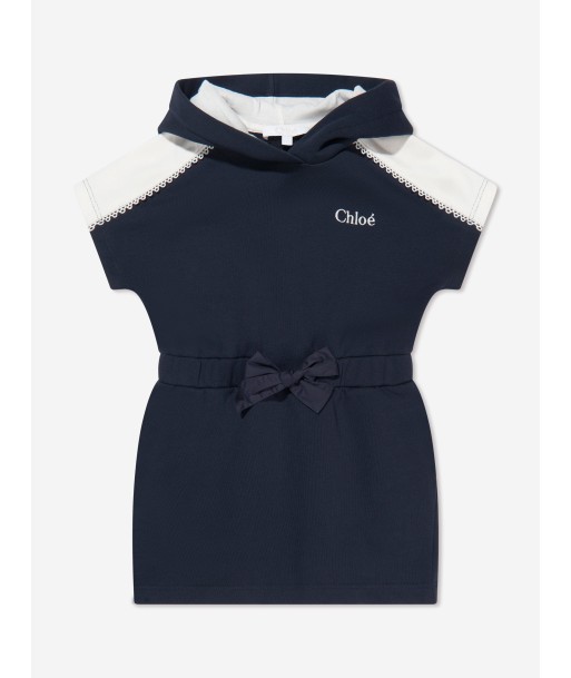 Chloé Girls Organic Cotton Hooded Dress in Navy offre 