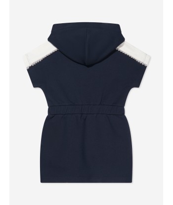 Chloé Girls Organic Cotton Hooded Dress in Navy offre 