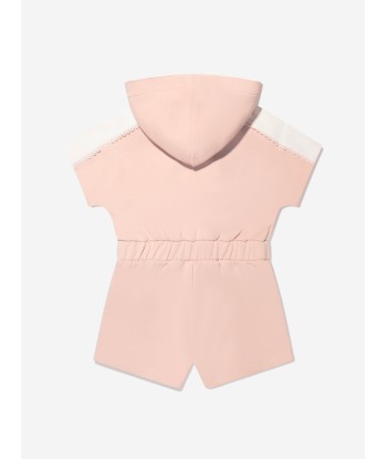 Chloé Girls Organic Cotton Hooded Playsuit in Pink Les êtres humains sont 