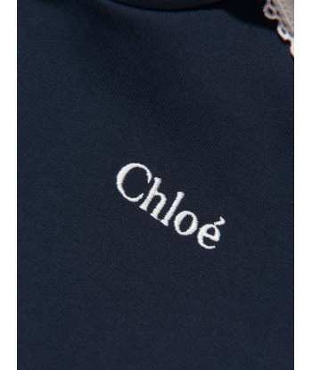 Chloé Girls Organic Cotton Hooded Dress in Navy offre 