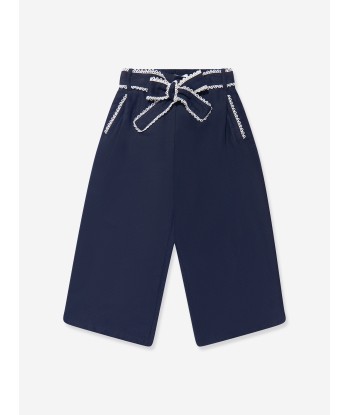 Chloé Girls Linen Flared Trousers in Navy à prix réduit toute l'année