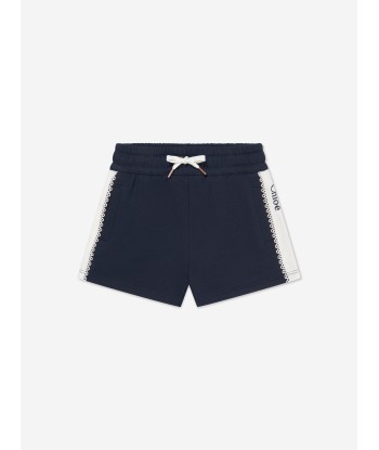 Chloé Girls Organic Cotton Fleece Shorts in Navy Dans la société mordern