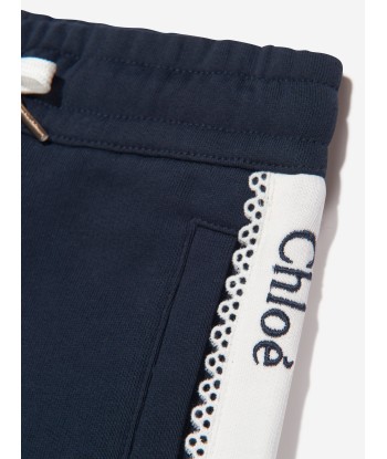 Chloé Girls Organic Cotton Joggers in Navy la colonne vertébrale