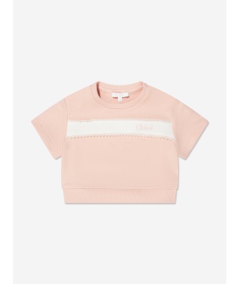 Chloé Girls Organic Cotton Short Sleeve Sweatshirt in Pink Jusqu'à 80% De Réduction