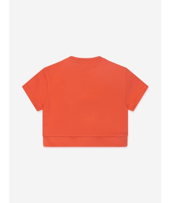 Chloé Girls Organic Cotton Short Sleeve Sweatshirt in Orange votre