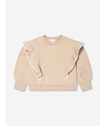 Chloé Girls Organic Cotton Ruffle Sweatshirt in Beige de votre