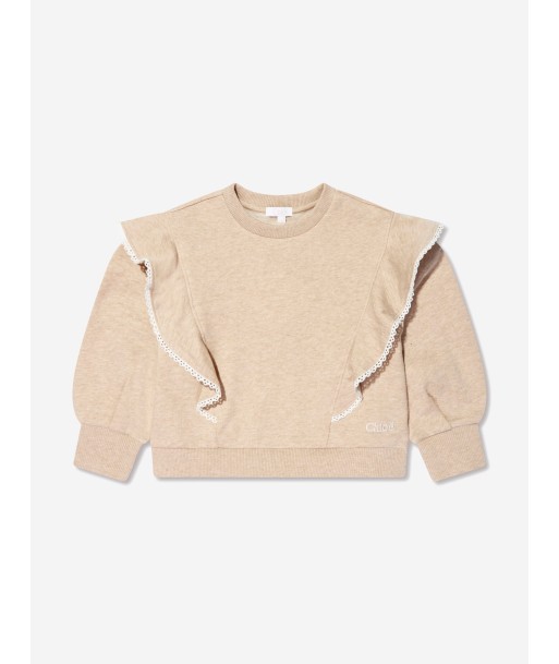 Chloé Girls Organic Cotton Ruffle Sweatshirt in Beige de votre