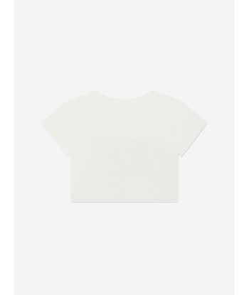 Chloé Girls Organic Cotton Ribbon Print T-Shirt in Ivory Véritable concentré