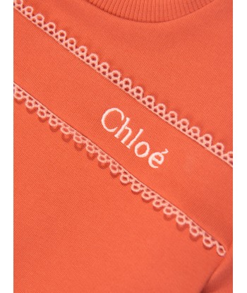 Chloé Girls Organic Cotton Short Sleeve Sweatshirt in Orange votre